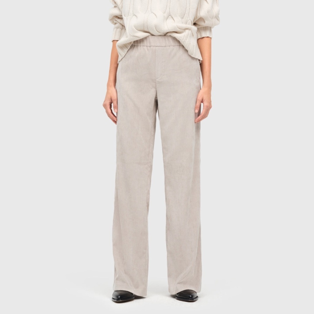 MAC Jeans Collection Chiara Wide Leg Pull On Corduroy Pants Sand Beige Size 36 - Picture 2 of 12